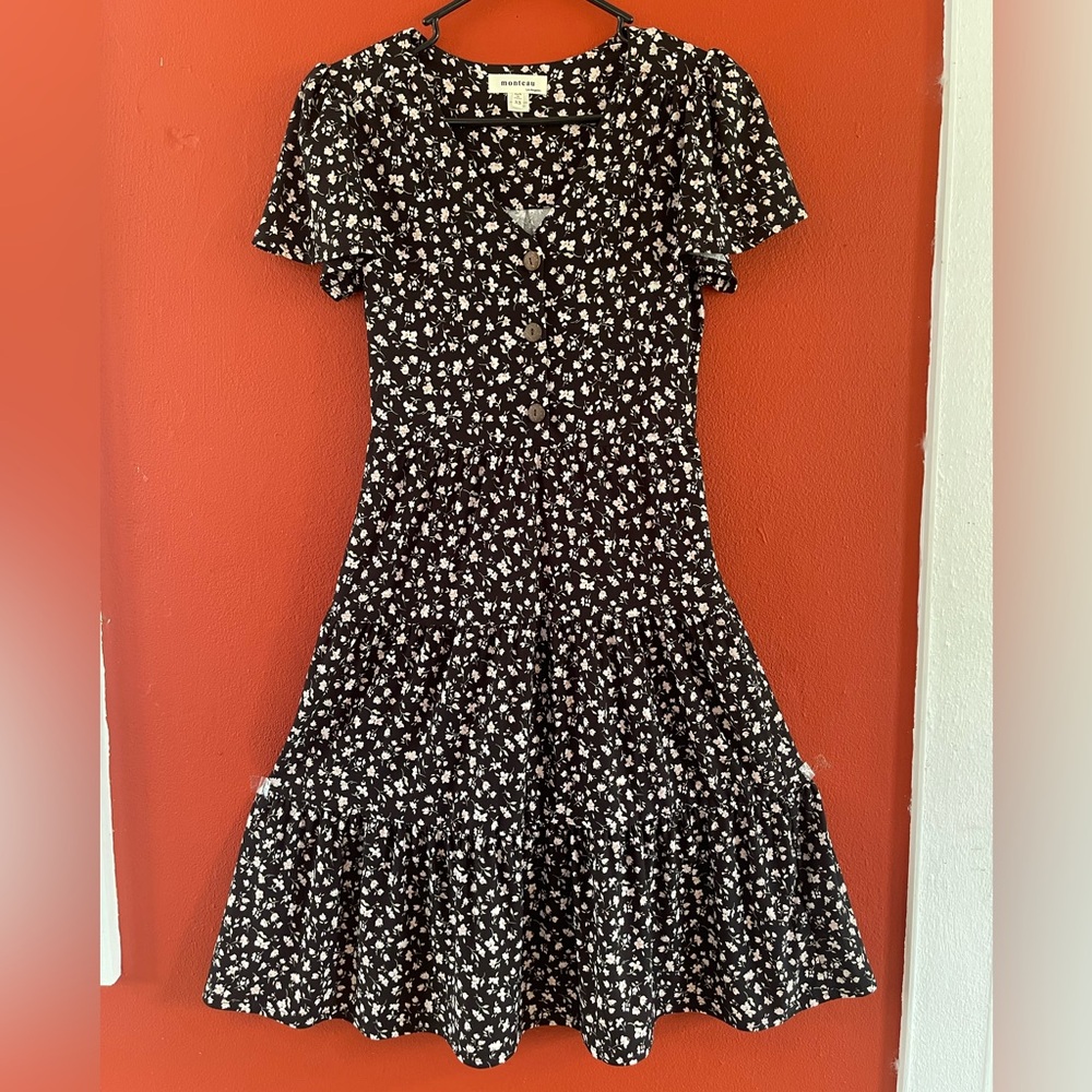 Monteau Floral Black Dress - Picture 2 of 7